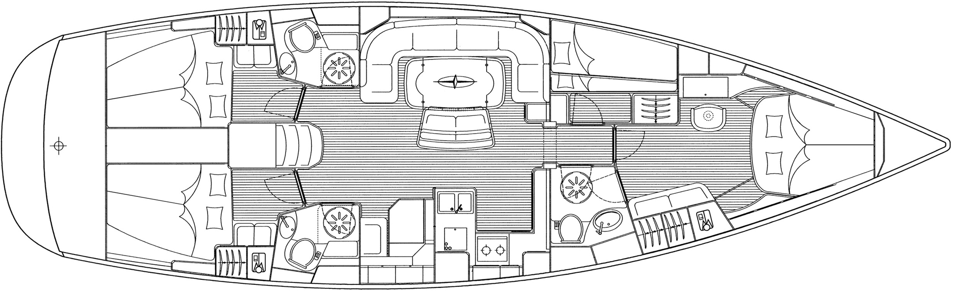 Plan of a bareboat yacht charter being used for accommodation in venice at christmas
