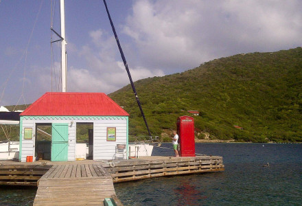 The famous telephone box in Marina quay in the British virgin islands