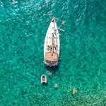 View of a sailing boat from above