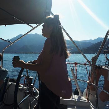 ionian sailing – day one – elpida steering