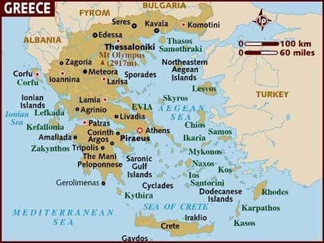 Sail Cruise map of Greece