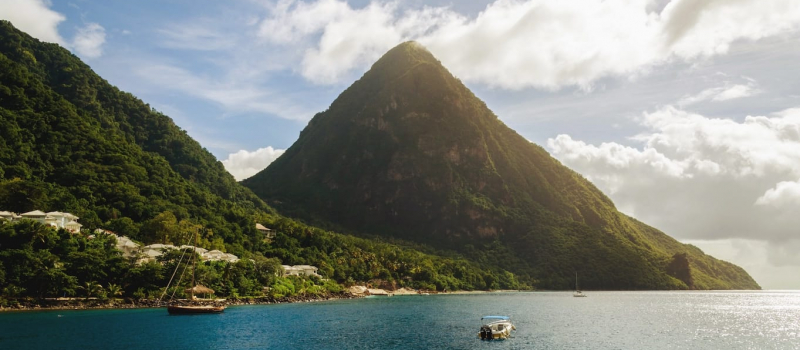 views of the mountains on a st Lucia sailing itinerary
