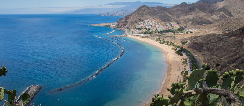 view of a beach and the coastline on a Tenerife sailing itinerary